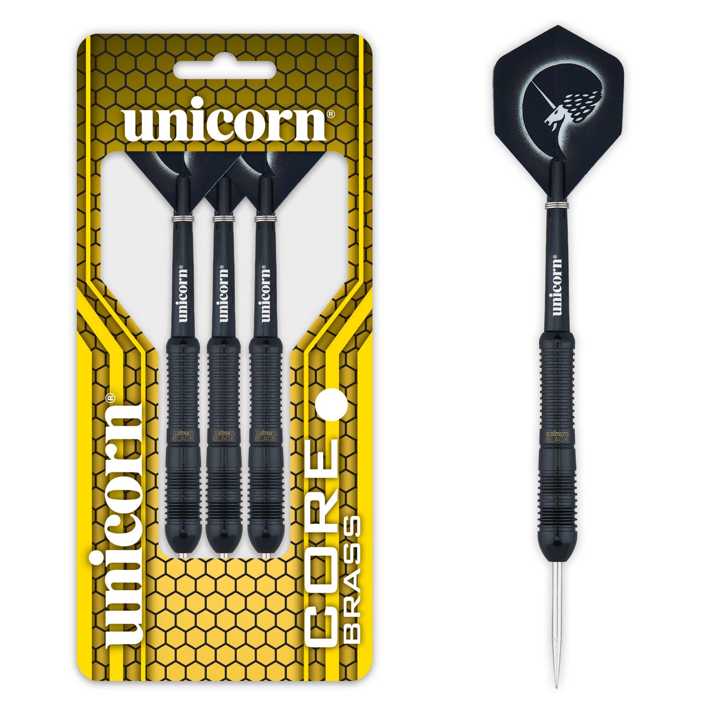 Unicorn Core Black Brass 2 Steel Darts, 20 Gr.