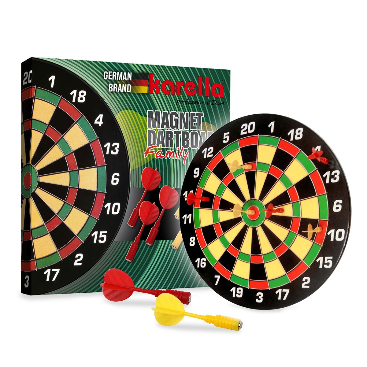 Karella - Dartboard Magnet Family inkl. 6 Magnetdarts